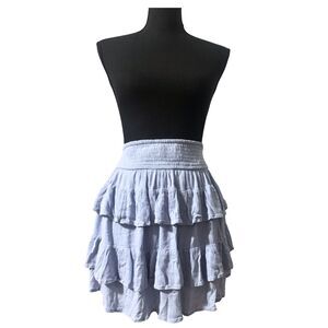 Blue Western Boho Fairy Cottage Cowgirl Tiered Ruffled Mini Skort Size L XL 1X